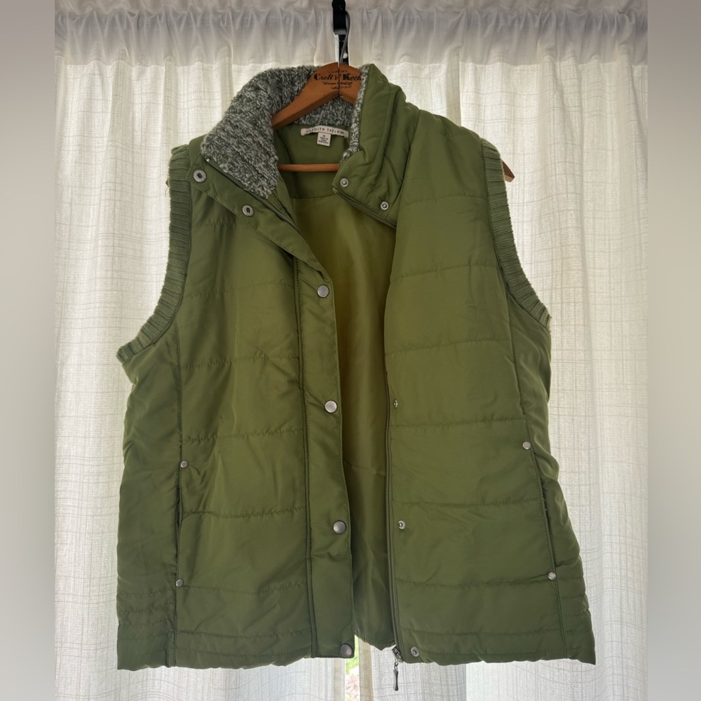 Carolyn Taylor Sage Green Vest with Knit Lining